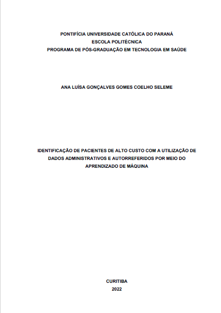 2023 | 1° - Identificação de pacientes de alto custo com a utilização de dados administrativos e autorreferidos por meio do aprendizado de máquina